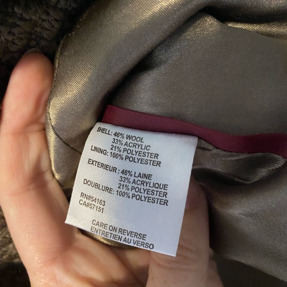 Calvin Klein Textured Brown Pea Coat - Picture 5 of 5